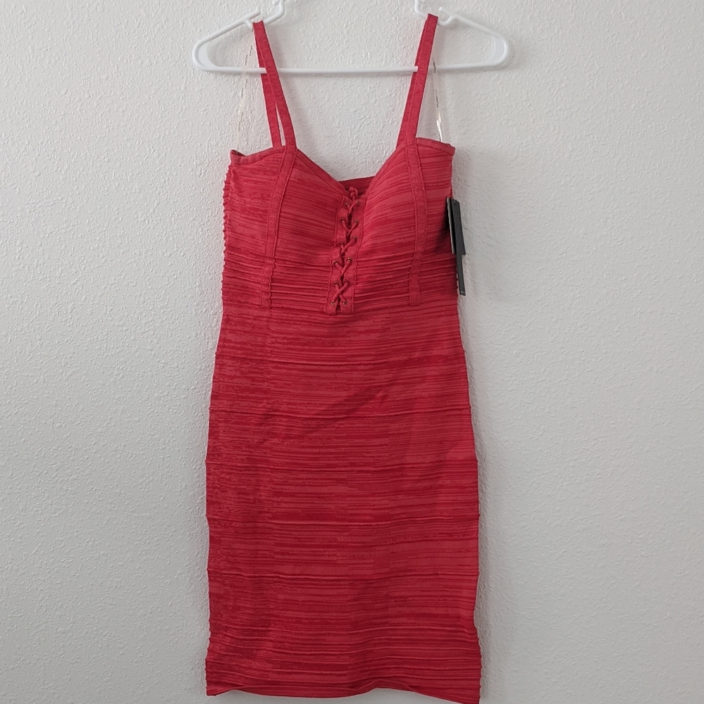 NWT Baby Phat Ribbed Knit Red Dress Lace Up